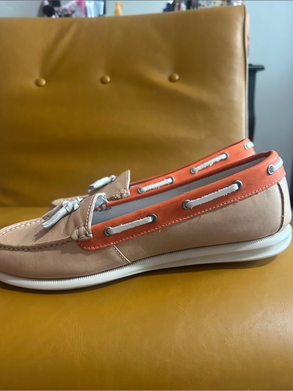 Classic Tassel Loafer - Beige and Orange - women’s